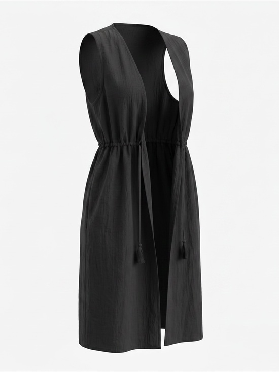 Kona Sol Dresses & Skirts - ☀️ Kona Sol • Black Sleeveless Drawstring Maxi Swim Cover Up Dress • Women’s Lg